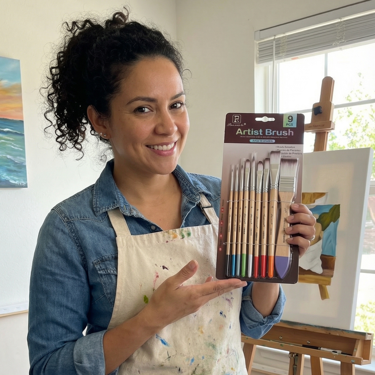 Conjunto de Pincéis Artísticos 9 peças