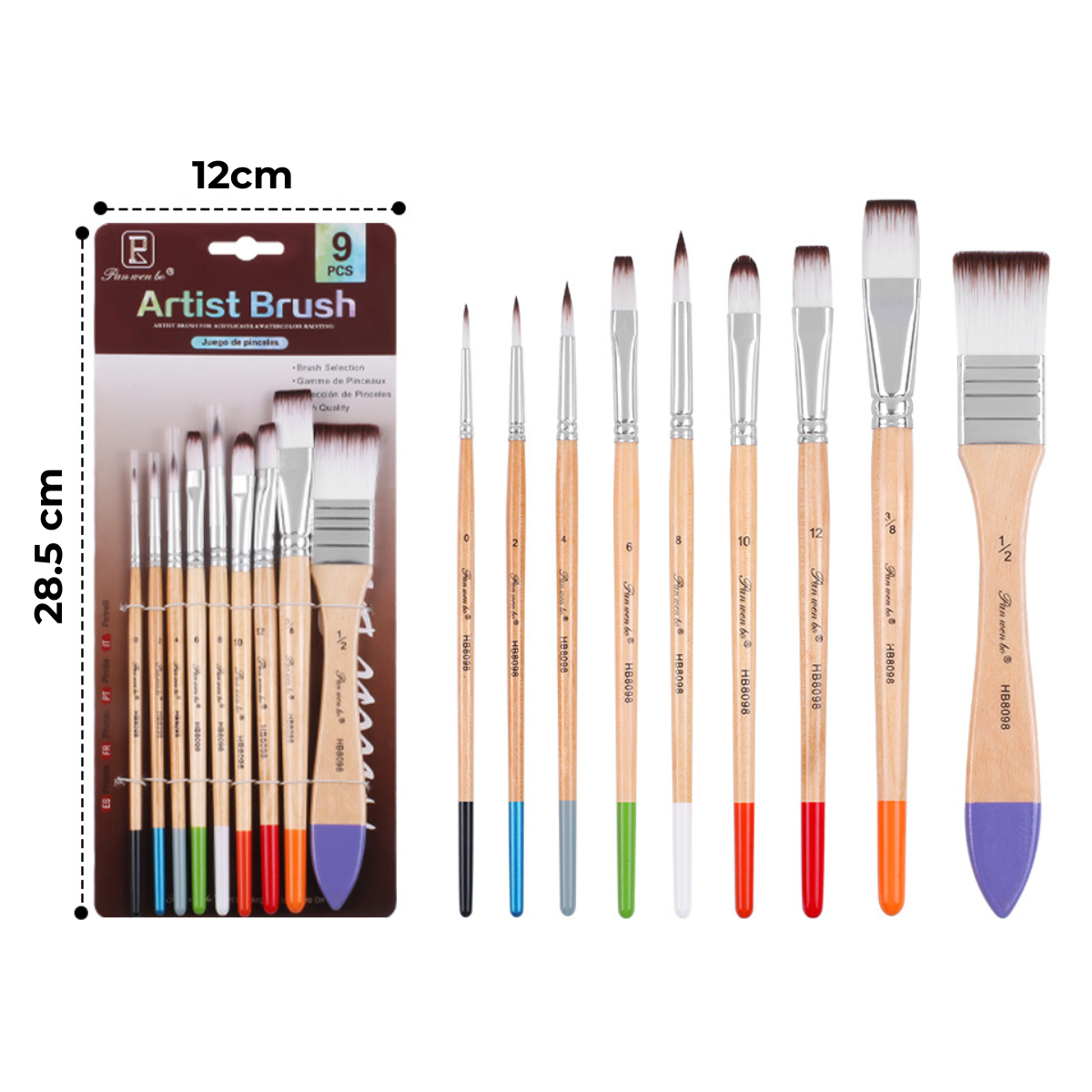 Conjunto de Pincéis Artísticos 9 peças