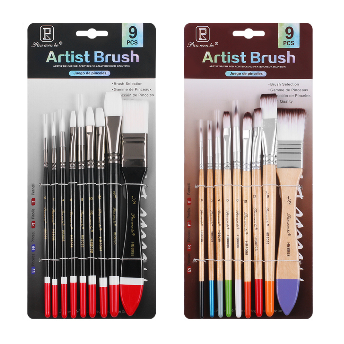 Conjunto de Pincéis Artísticos 9 peças